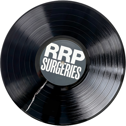 Broken record of RRP surgeries close up.