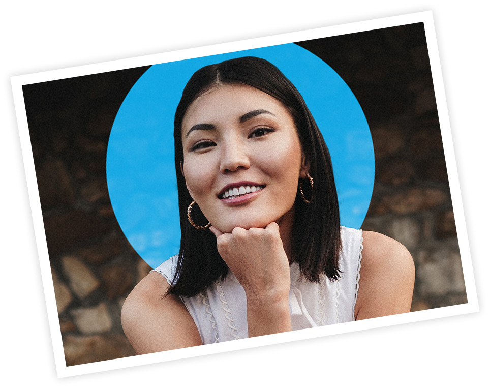 Woman thoughtfully smiling