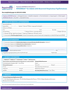 First page of the PAPZIMEOS patient enrollment form