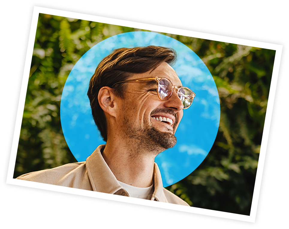 Man smiling to the side